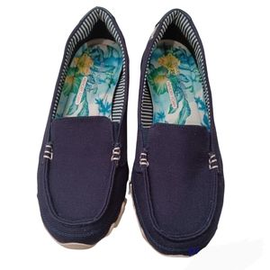 SKECHERS Memory Foam Slip On Loafer Shoes Navy size 8